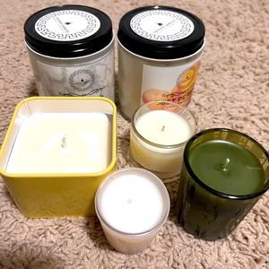Six assorted candles for sale (new). Selling them as a set for $62 or $12 each